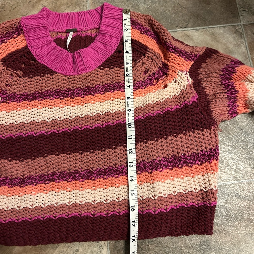 Free People Devon Stripe Crop Sweater In Nocolor size small - Picture 11 of 11